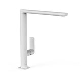 Grifo monomando moderno para fregadero con caño recto acabado blanco TRES