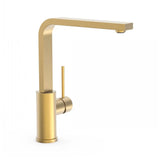 Grifo monomando moderno para fregadero con caño recto y curvatura, acabado oro mate TRES