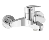 Grifo monomando mural para bañera y ducha fabricado en latón con acabado cromado Base Plus TRES