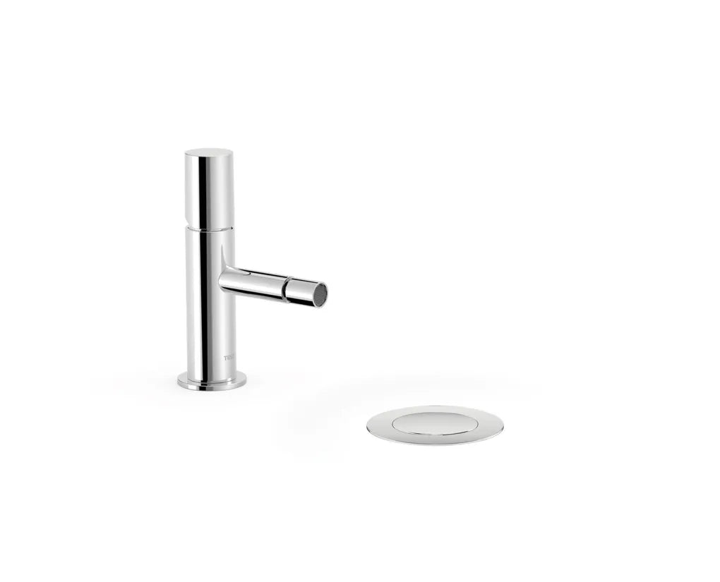 Grifo monomando para bidé con desagüe y caño de latón cromado Tub Study TRES 1