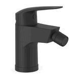 Grifo monomando para bidé con latiguillos flexibles de alimentación con acabado negro mate Base Plus TRES