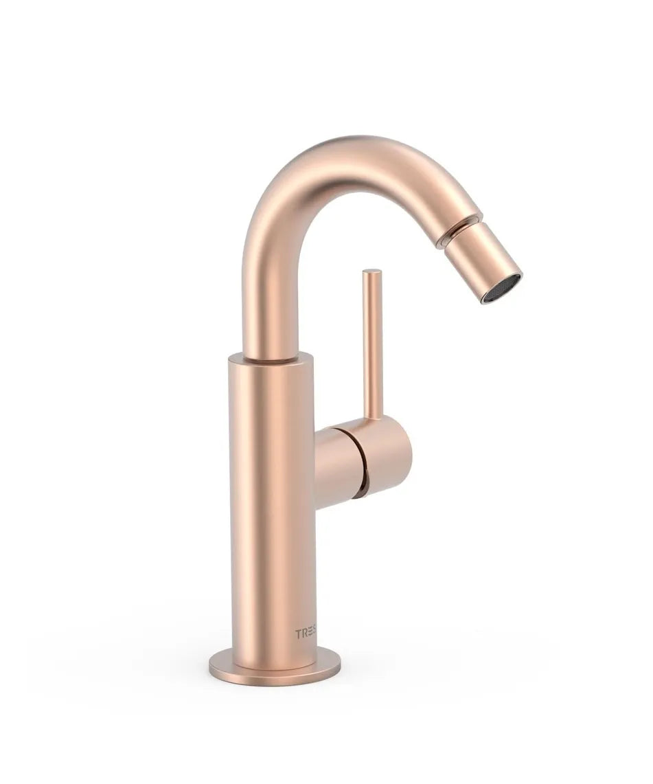 Grifo monomando para bidé con maneta lateral de latón acabado oro rosa mate STUDY EXCLUSIVE TRES 0