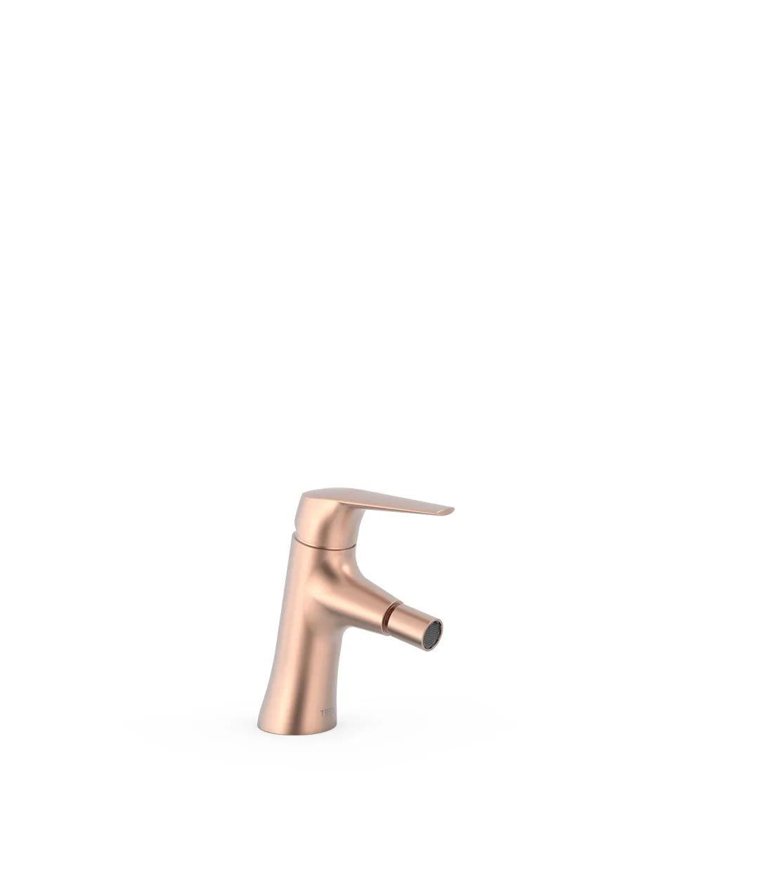 Grifo monomando para bidé con rótula orientable y aireador oculto de silicona en color oro rosa mate Fuji Tres 0