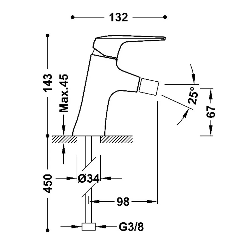 Grifo monomando para bidé con rótula orientable y aireador oculto de silicona en color oro rosa mate Fuji Tres 2
