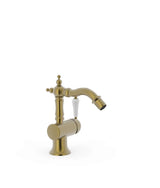 Grifo monomando para bidé con rótula orientable y maneta lateral con acabado latón viejo mate Tres Clasic Tres