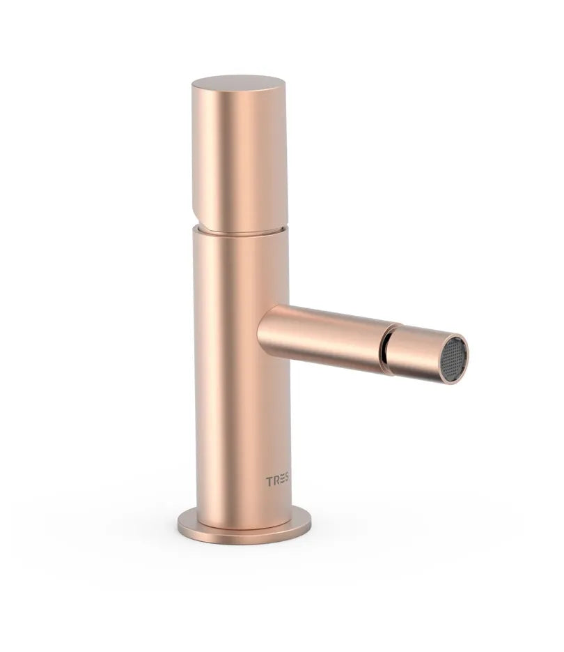 Grifo monomando para bidé de latón con acabado oro rosa mate STUDY EXCLUSIVE TRES 0