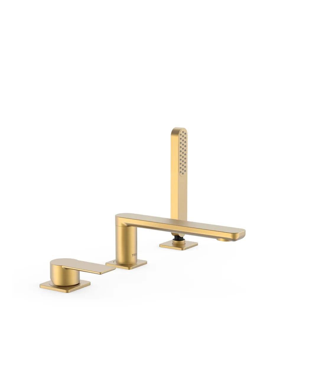 Grifo monomando para borde de bañera con ducha de mano acabado oro mate 24K Loft Tres 0