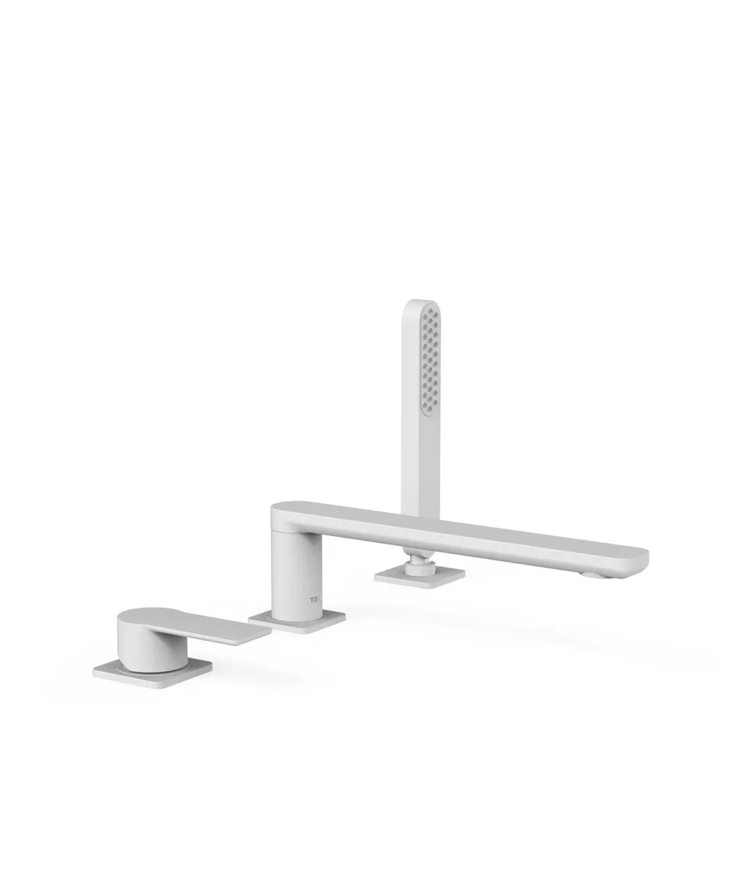 Grifo monomando para borde de bañera con ducha de mano con acabado blanco mate Loft Tres 0