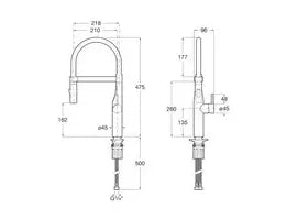 Grifo monomando para cocina con caño giratorio y muelle de dos funciones acabado cromado Pro Glera Roca 1