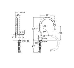 Grifo monomando para cocina con instalación sobre repisa acabado cromado L20 Roca 2