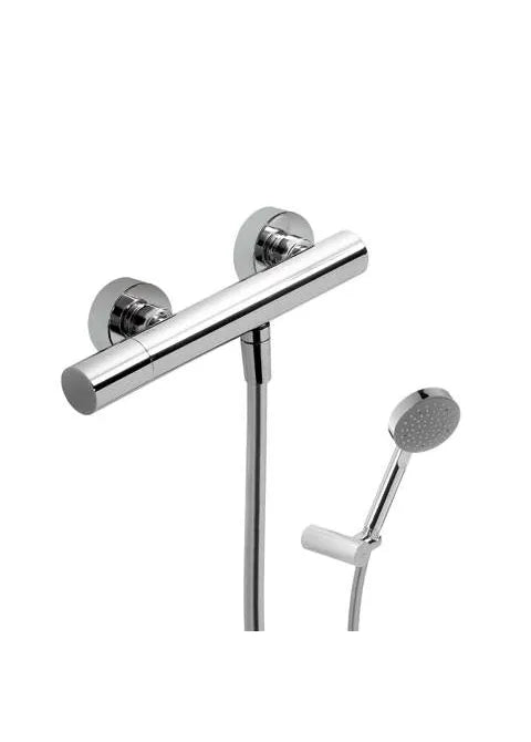 Grifo monomando para ducha con teleducha móvil de latón y acabado cromado Max Tres 0