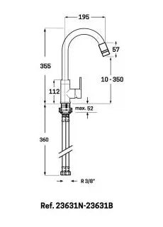 Grifo Monomando para fregadero caño flexible negro de latón con acabado cepillado Omnia Källa 1