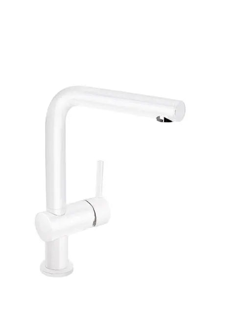 Grifo monomando para fregadero con caño de 28 cm fabricado en latón con acabado blanco mate Exclusive TRES 0