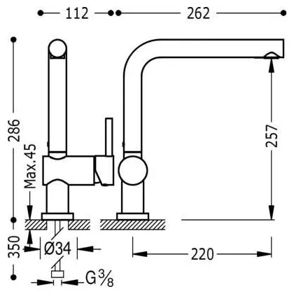 Grifo monomando para fregadero con caño de 28 cm fabricado en latón con acabado blanco mate Exclusive TRES 1
