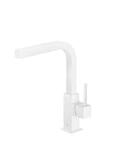 Grifo monomando para fregadero con rociador extraíble teleducha de latón acabado blanco mate Cuadro TRES