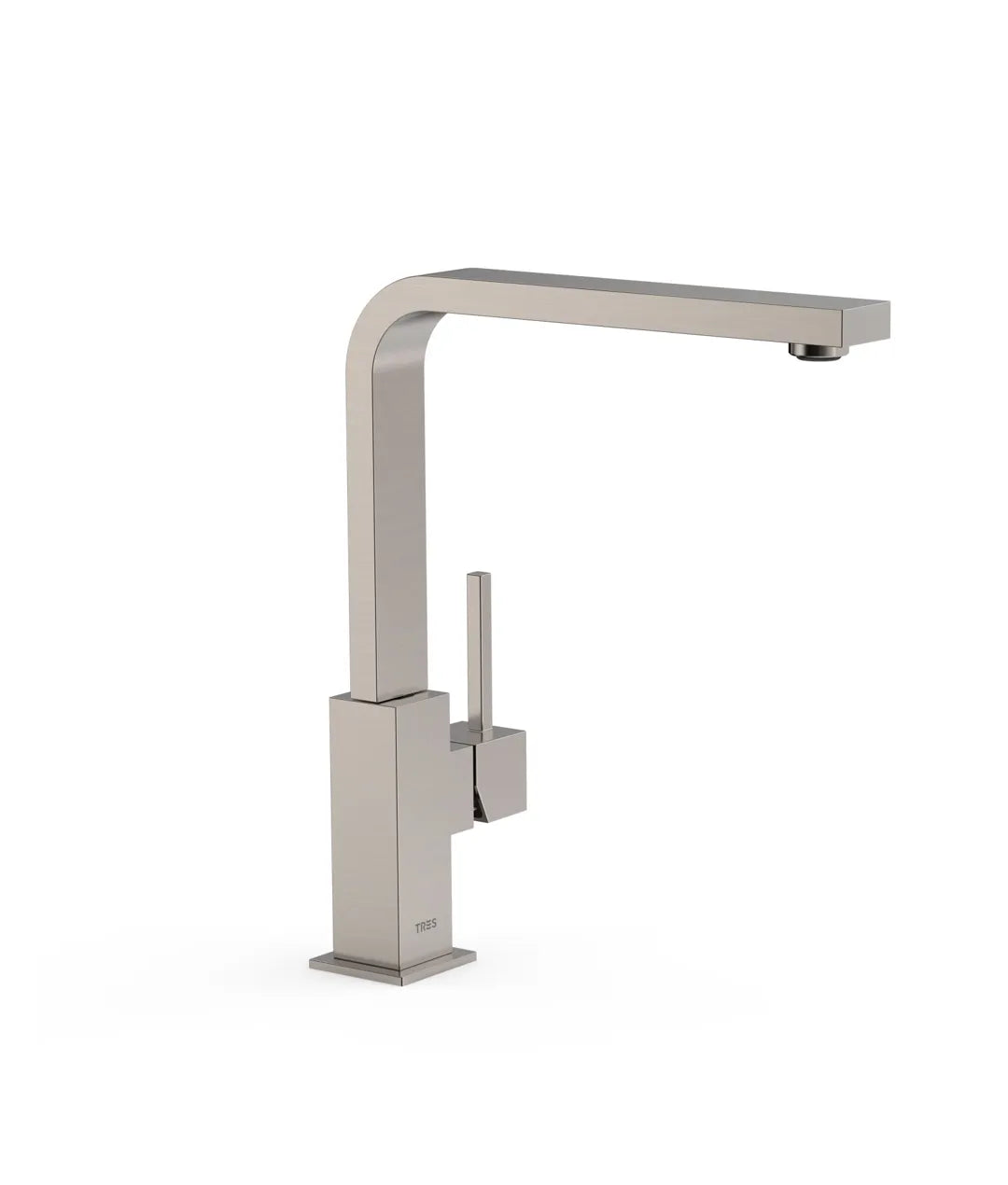 Grifo monomando para fregadero fabricado en latón con acabado en color acero Cuadro TRES 0