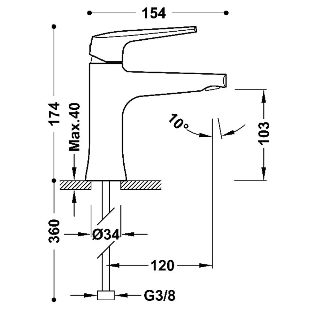 Grifo monomando para lavabo con aireador de silicona oculto de latón acabado oro rosa mate Fuji Tres 2