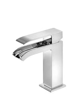 Grifo monomando para lavabo con caída de agua en cascada de latón con acabado cromado Cuadro TRES