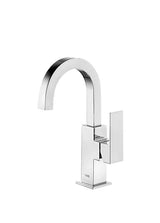 Grifo monomando para lavabo con caño curvo de latón y acabado cromado L Cuadro TRES