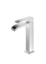 Grifo monomando para lavabo con caño en cascada de latón y acabado cromado M Cuadro TRES