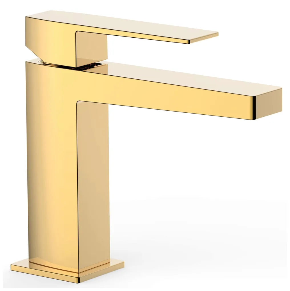 Grifo monomando para lavabo con caño plano de latón acabado oro S SLIM TRES 0