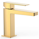 Grifo monomando para lavabo con caño plano de latón acabado oro S SLIM TRES