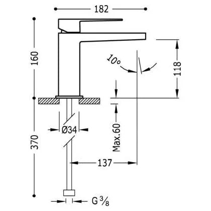 Grifo monomando para lavabo con caño plano de latón con acabado cromado S SLIM TRES 3