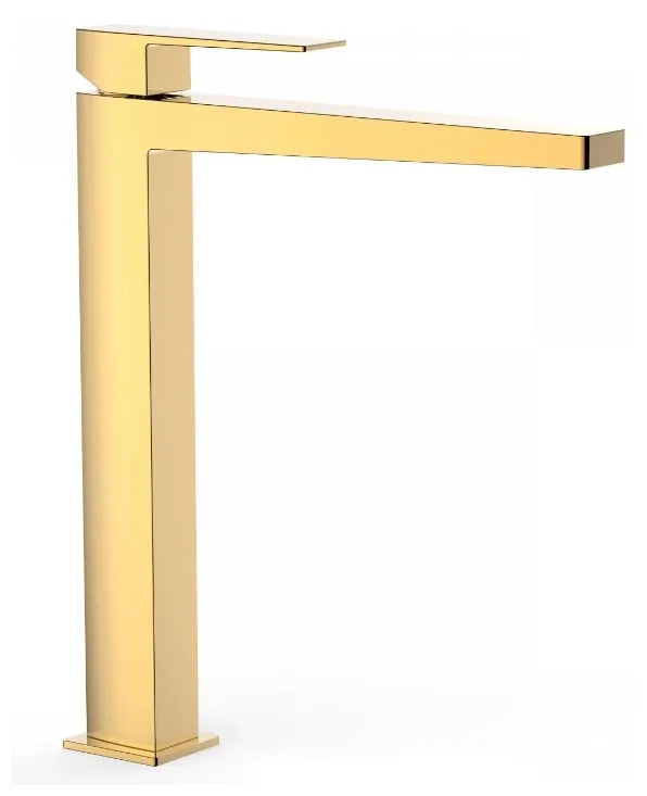 Grifo monomando para lavabo con caño plano en latón acabado oro XXL SLIM TRES 0