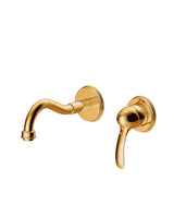 Grifo monomando para lavabo con cuerpo empotrado indivisible con acabado dorado Tres Clasic Tres