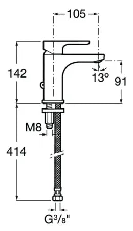 Grifo monomando para lavabo con cuerpo liso, acabado cromado L20 Roca 2