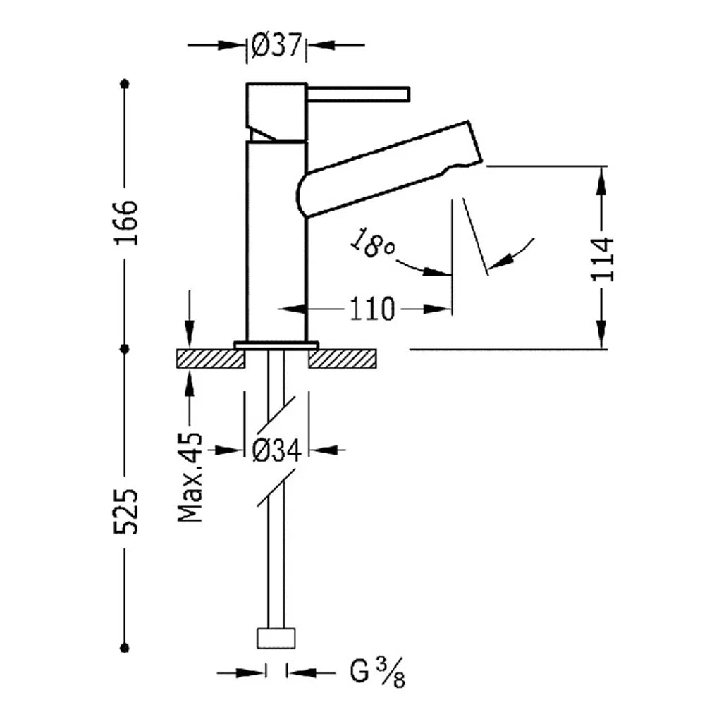 Grifo monomando para lavabo con desagüe automático cromado Max Tres 1