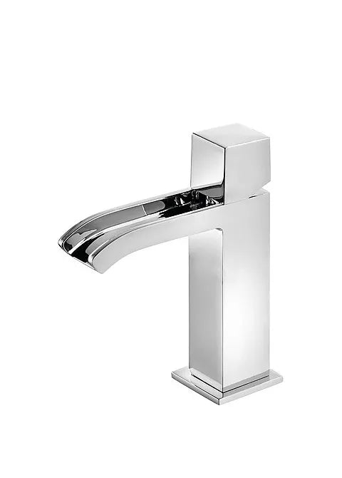 Grifo monomando para lavabo con desagüe y caída en cascada de latón Cuadro TRES 0