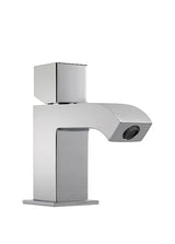Grifo monomando para lavabo con desagüe y caño fabricado en latón con acabado cromado Cub Cuadro TRES