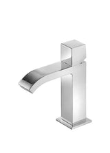 Grifo monomando para lavabo con desagüe y caño largo en latón con acabado acero S Cuadro TRES