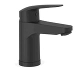 Grifo monomando para lavabo con latiguillos flexibles de latón negro mate Base Plus TRES
