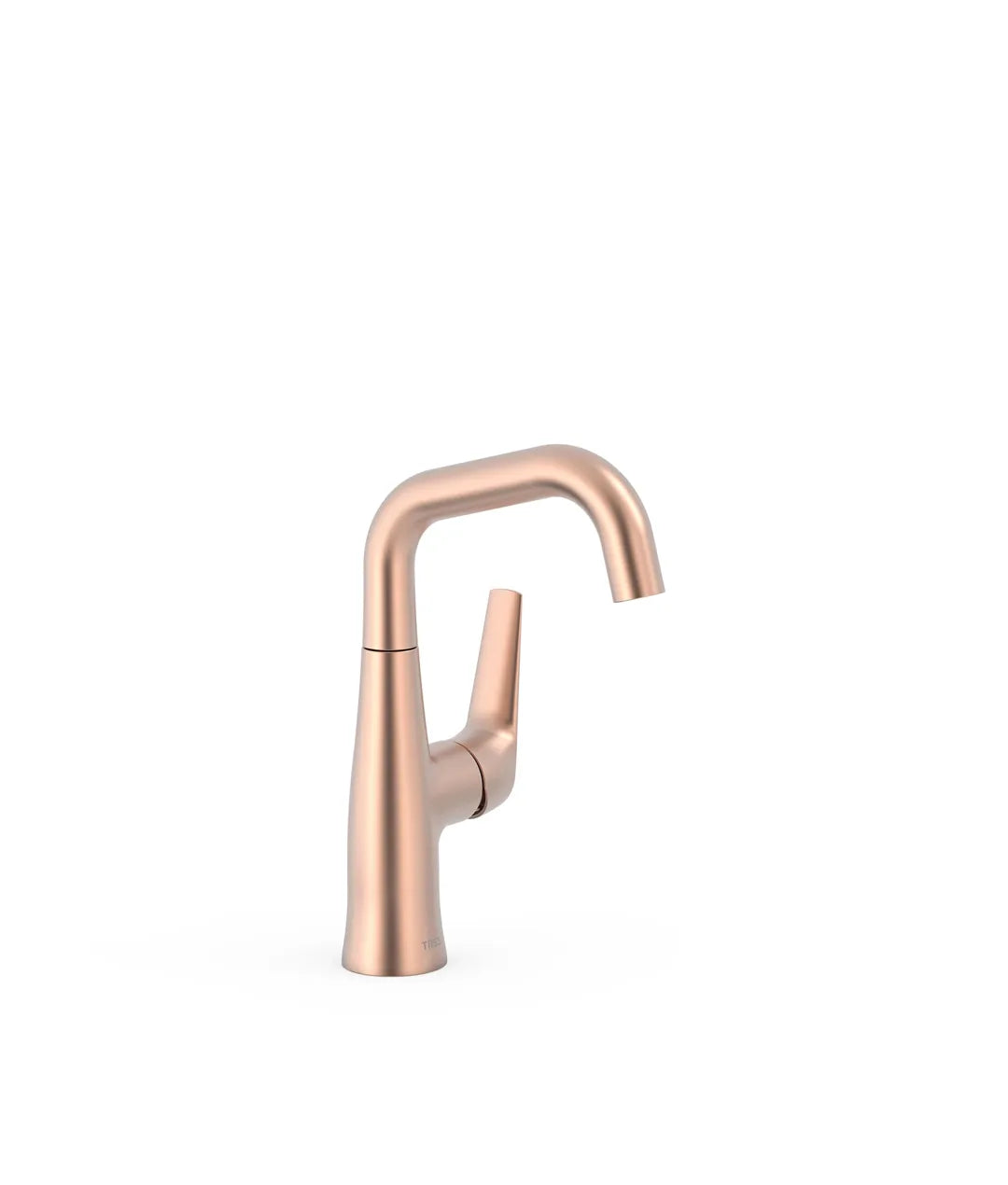 Grifo monomando para lavabo con maneta lateral, ahorro energético y acabado oro rosa mate Fuji Tres 0