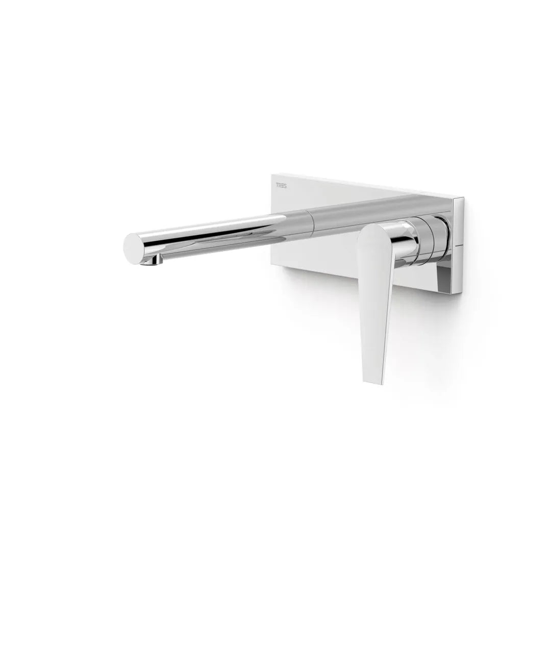 Grifo monomando para lavabo con placa de instalación empotrada y acabado cromado Class Tres 0