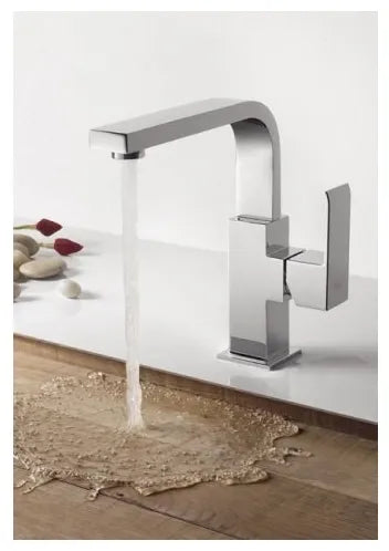 Grifo monomando para lavabo de latón con acabado cromado M Cuadro TRES 1