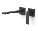 Grifo monomando para lavabo empotrado con amortiguadores en acabado negro mate