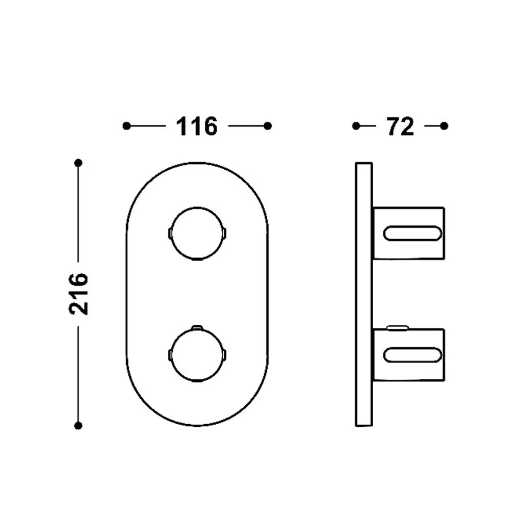 Grifo ovalado ducha bañera de plástico ABS acabado cromado THERM-BOX TRES 2