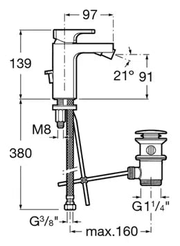 Grifo para bidet con desagüe automático y acabado cromado Roca 2