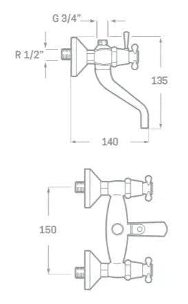 Grifo para ducha y bañera de latón cromado ÉPOCA Källa 1