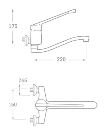 Grifo para fregadero sanitario a pared con maneta para regular potencia y temperatura del agua Enkel Källa 1