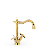 Grifo para lavabo bimando con caño giratorio y acabado oro CLASIC TRES