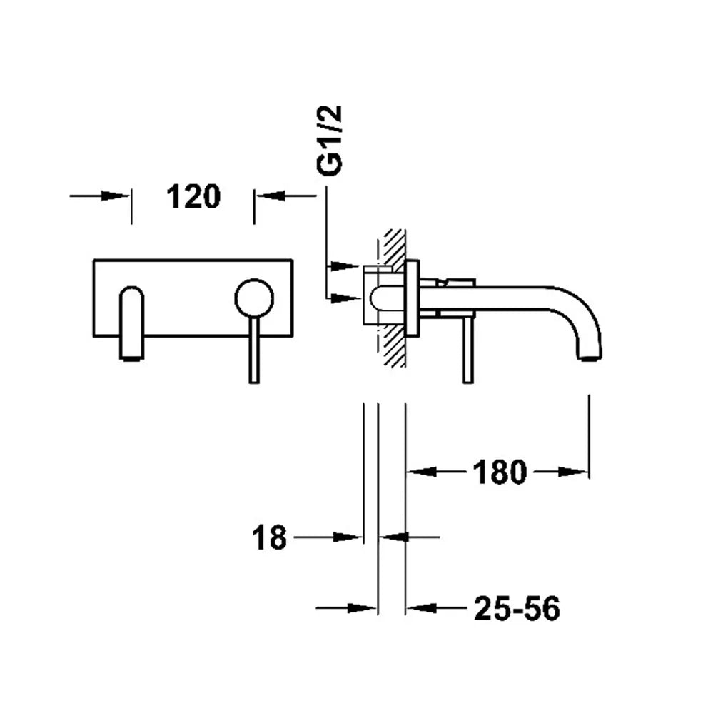 Grifo para lavabo con cuerpo empotrado acabado negro mate Study Tres 3