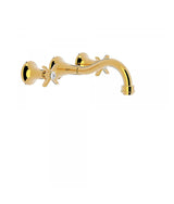 Grifo para lavabo de pared bimando con regulador de temperatura acabado oro y latón CLASIC TRES