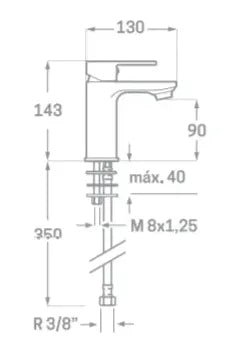 Grifo para lavabo monomando con acabado cromado SKARA Källa 1