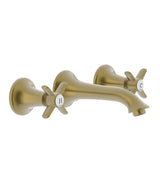 Grifo para lavabo mural con acabado latón viejo mate y regulador de temperatura bimando CLASIC TRES