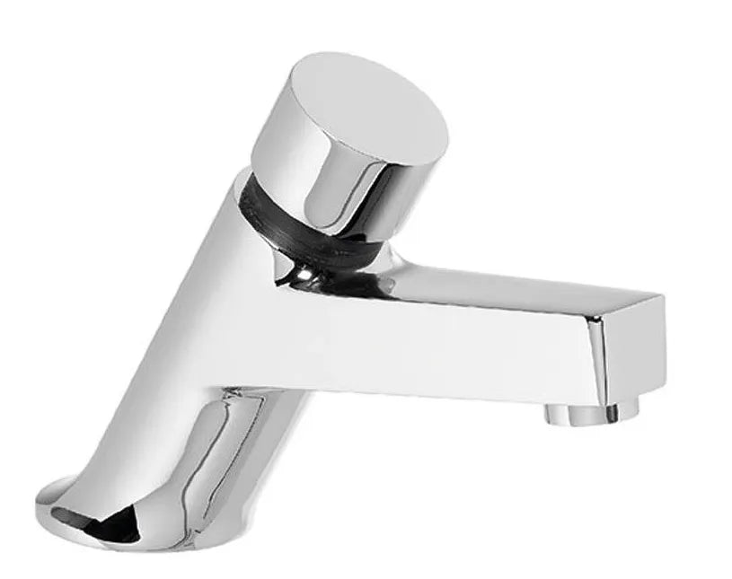 Grifo temporizado para lavabo con instalación sobre repisa acabado en cromo Colectividades Tres 0