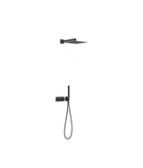 Grifo termostático de dos vías con volante rectangular en latón y acero inoxidable negro mate B-SYSTEM TRES